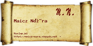 Maicz Nóra névjegykártya